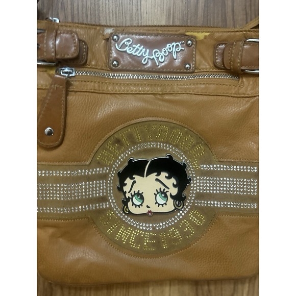 Betty Boop Rhinestone Purse Handbag Faux Leather Sequin Adjustable Buckle - Picture 3 of 9